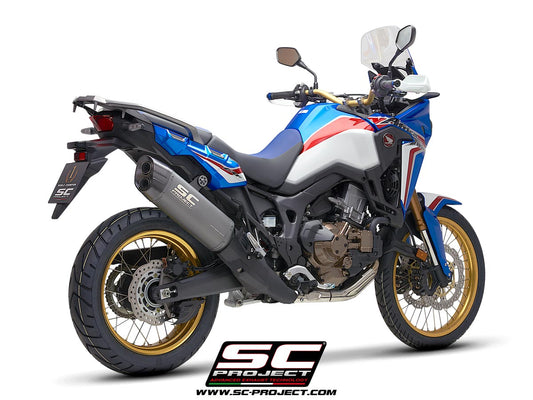 HONDA CRF1000L AFRICA TWIN (2016 - 2019) - ADVENTURE Adventure Muffler, Titanium, matt grey painted, with Carbon fibre end cap