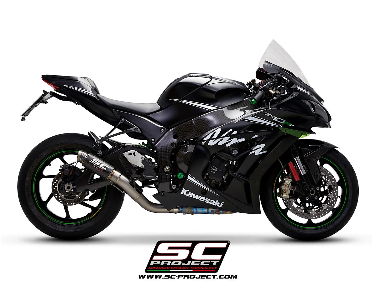 KAWASAKI NINJA ZX-10R - RR (2016 - 2020) GP70-R Muffler, Carbon fibre, with Titanium end cap, with de-cat link pipe