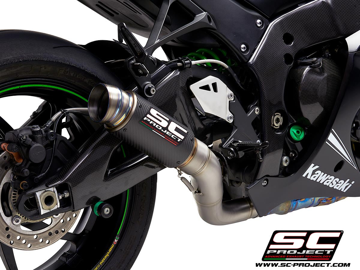 KAWASAKI NINJA ZX-10R - RR (2016 - 2020) GP70-R Muffler, Carbon fibre, with Titanium end cap, with de-cat link pipe