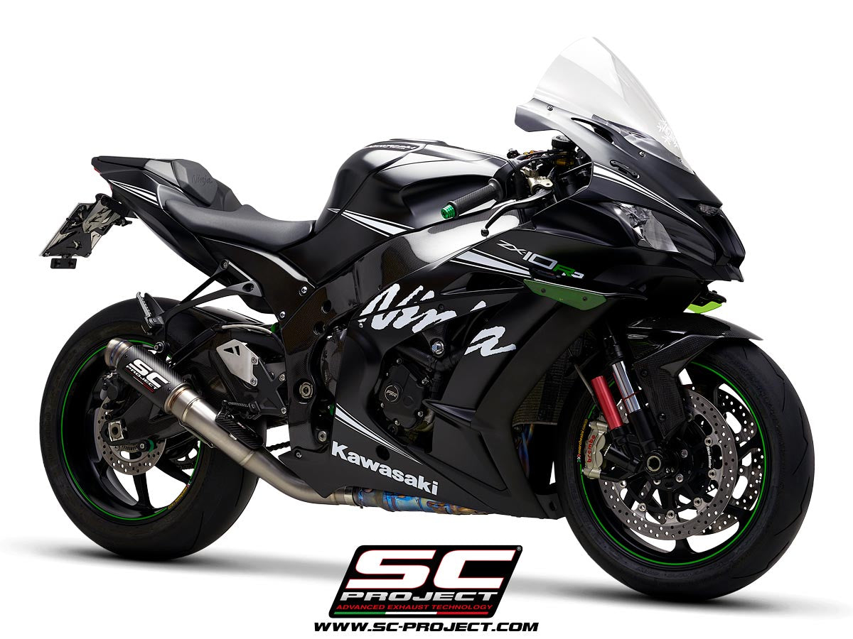 KAWASAKI NINJA ZX-10R - RR (2016 - 2020) GP70-R Muffler, Carbon fibre, with Titanium end cap, with de-cat link pipe