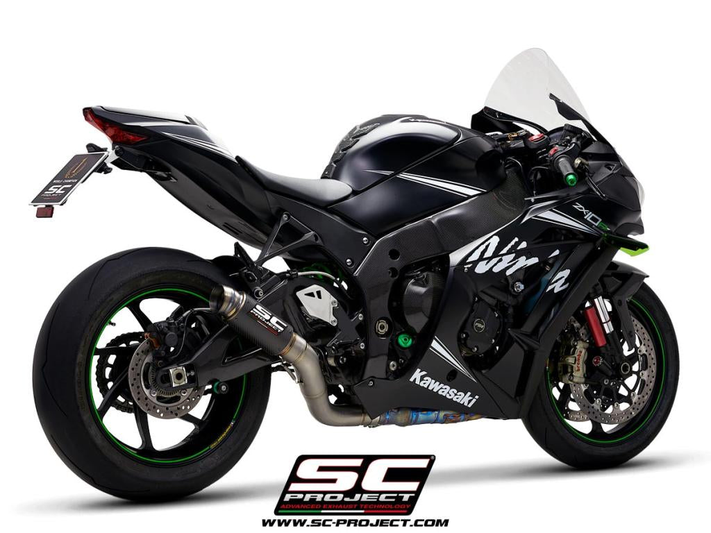 KAWASAKI NINJA ZX-10R - RR (2016 - 2020) GP70-R Muffler, Carbon fibre, with Titanium end cap, with de-cat link pipe