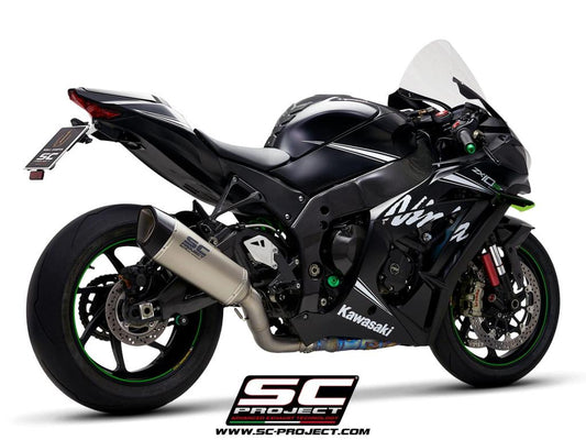 KAWASAKI NINJA ZX-10R - RR (2016 - 2020) SC1-R Muffler, Titanium, with Carbon fibre end cap, with de-cat link pipe