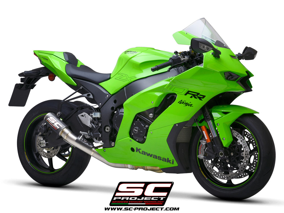KAWASAKI NINJA ZX-10R - RR (2021-2025) CR-T Muffler, carbon fibre, with titanium end cap, with de-cat link pipe
