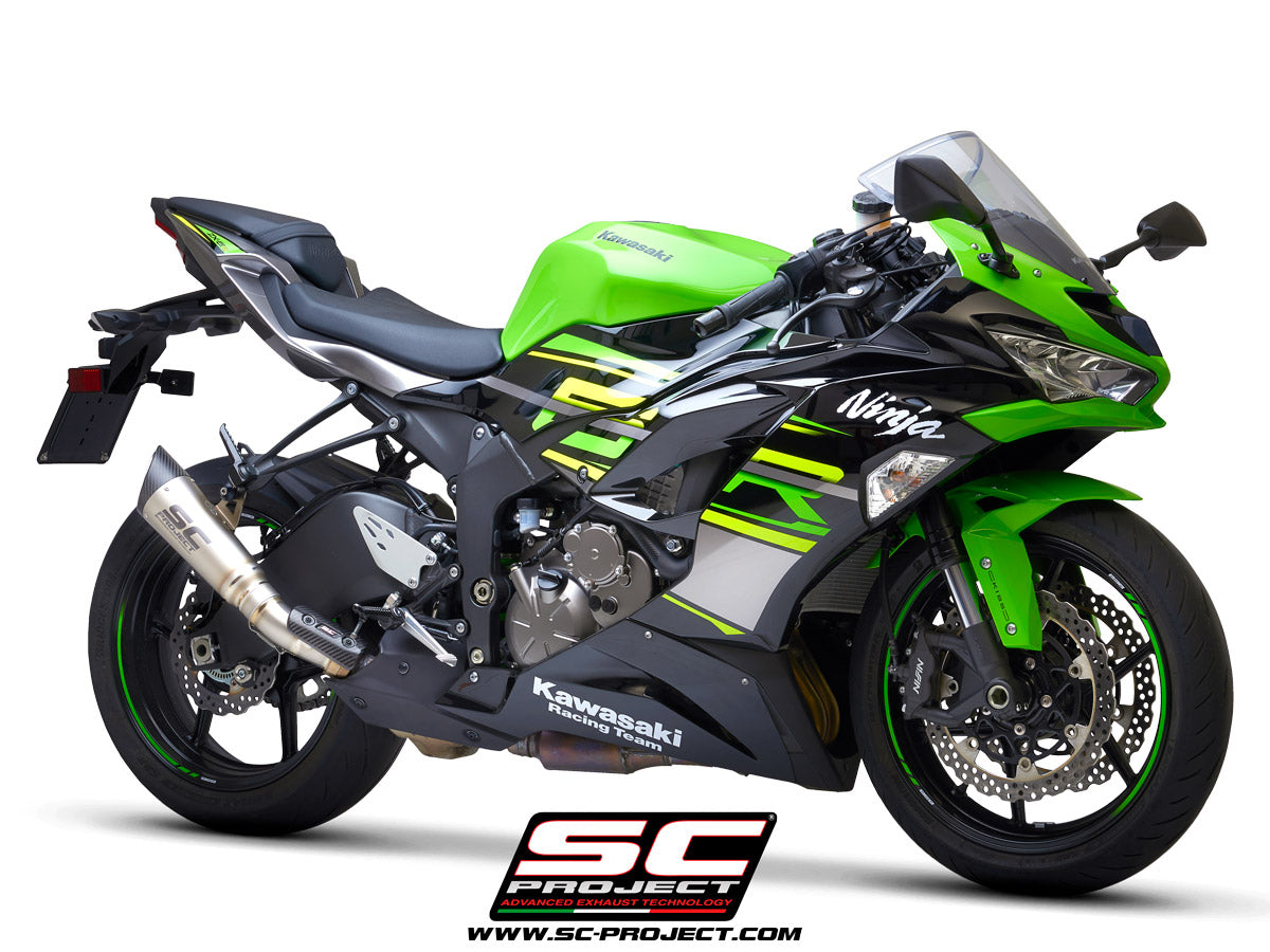 KAWASAKI NINJA ZX-6R 636 (2019-2023) S1 Muffler, Titanium, with Carbon fibre end cap