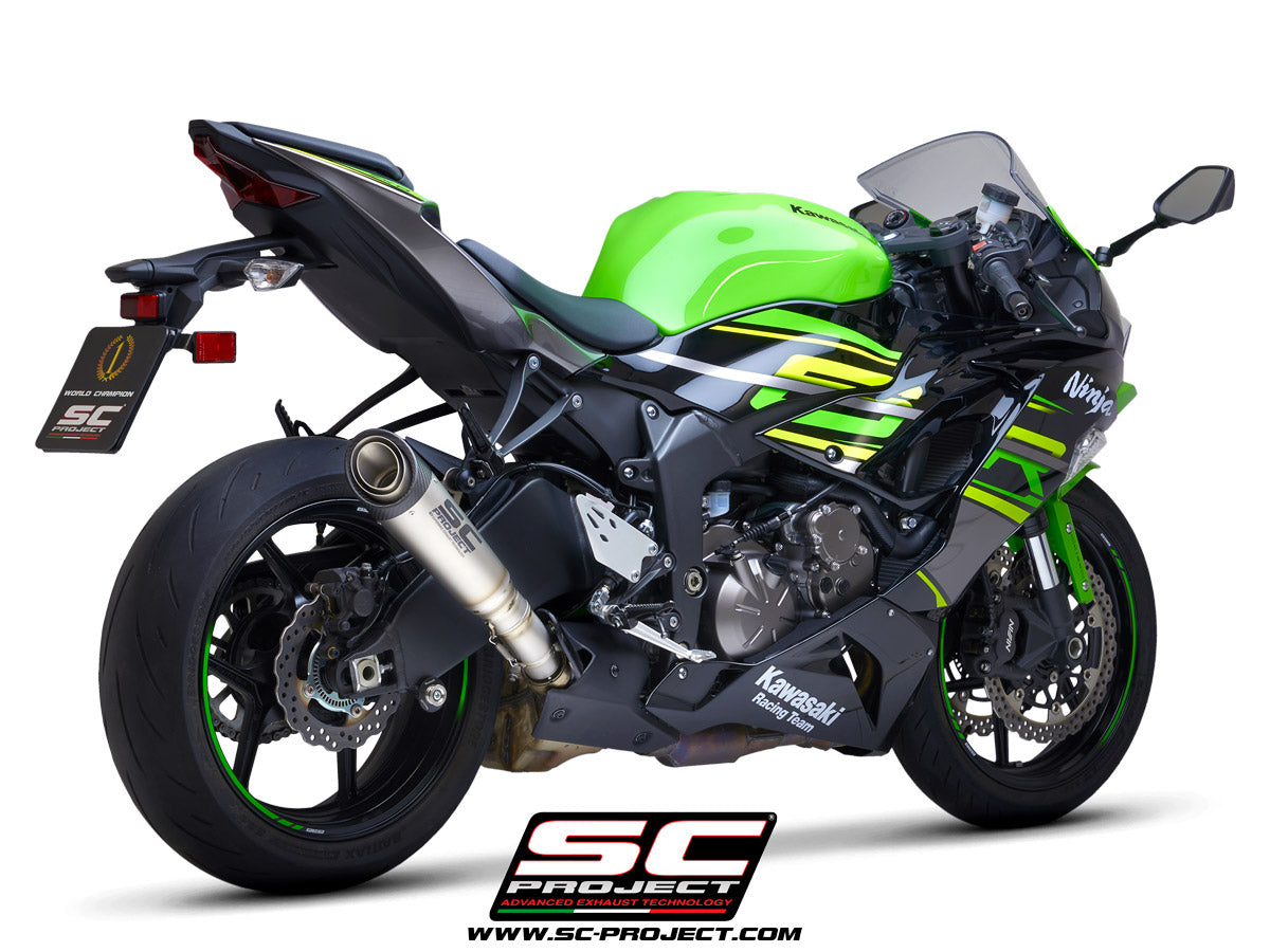 KAWASAKI NINJA ZX-6R 636 (2019-2023) S1 Muffler, Titanium, with Carbon fibre end cap
