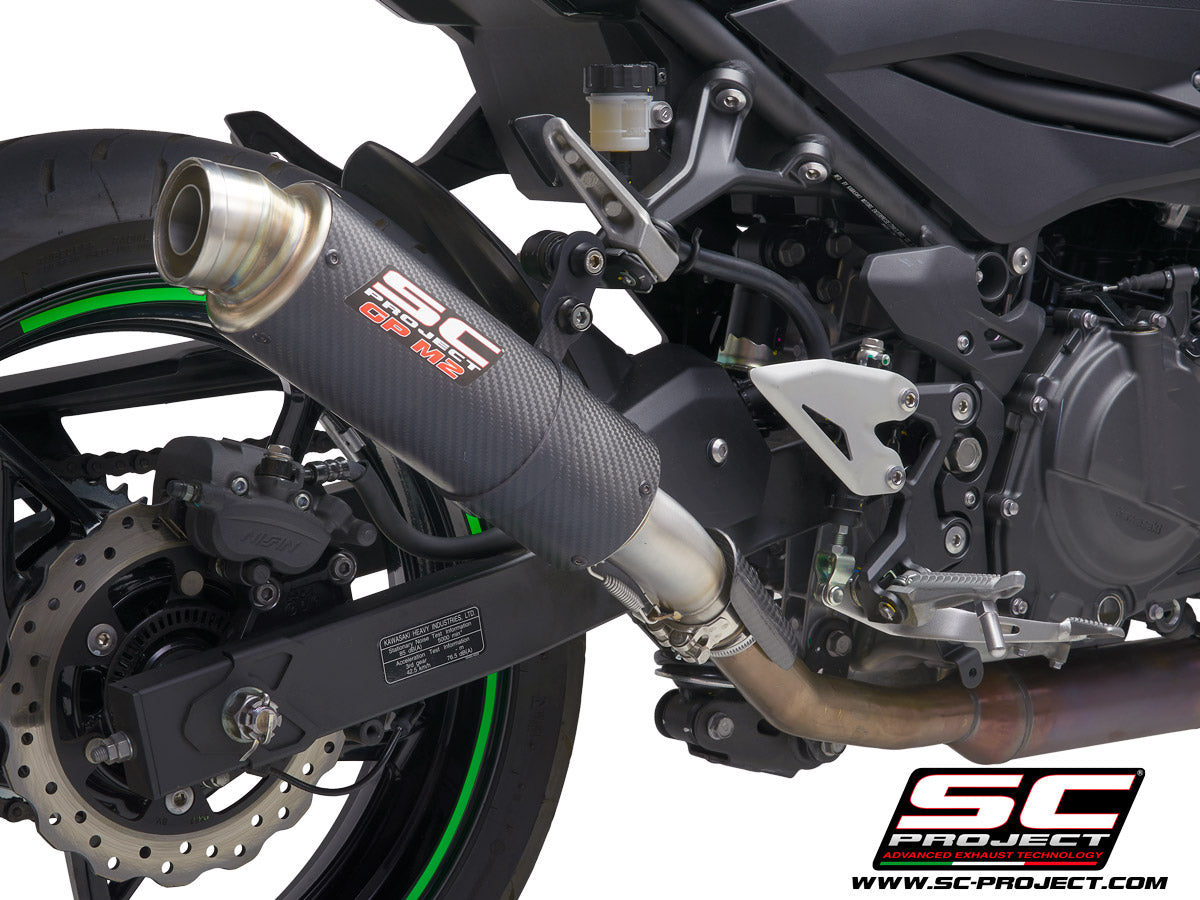 KAWASAKI Z 400 (2019 - 2020) GP-M2 Muffler, Carbon fibre, with CNC machined exit pipe