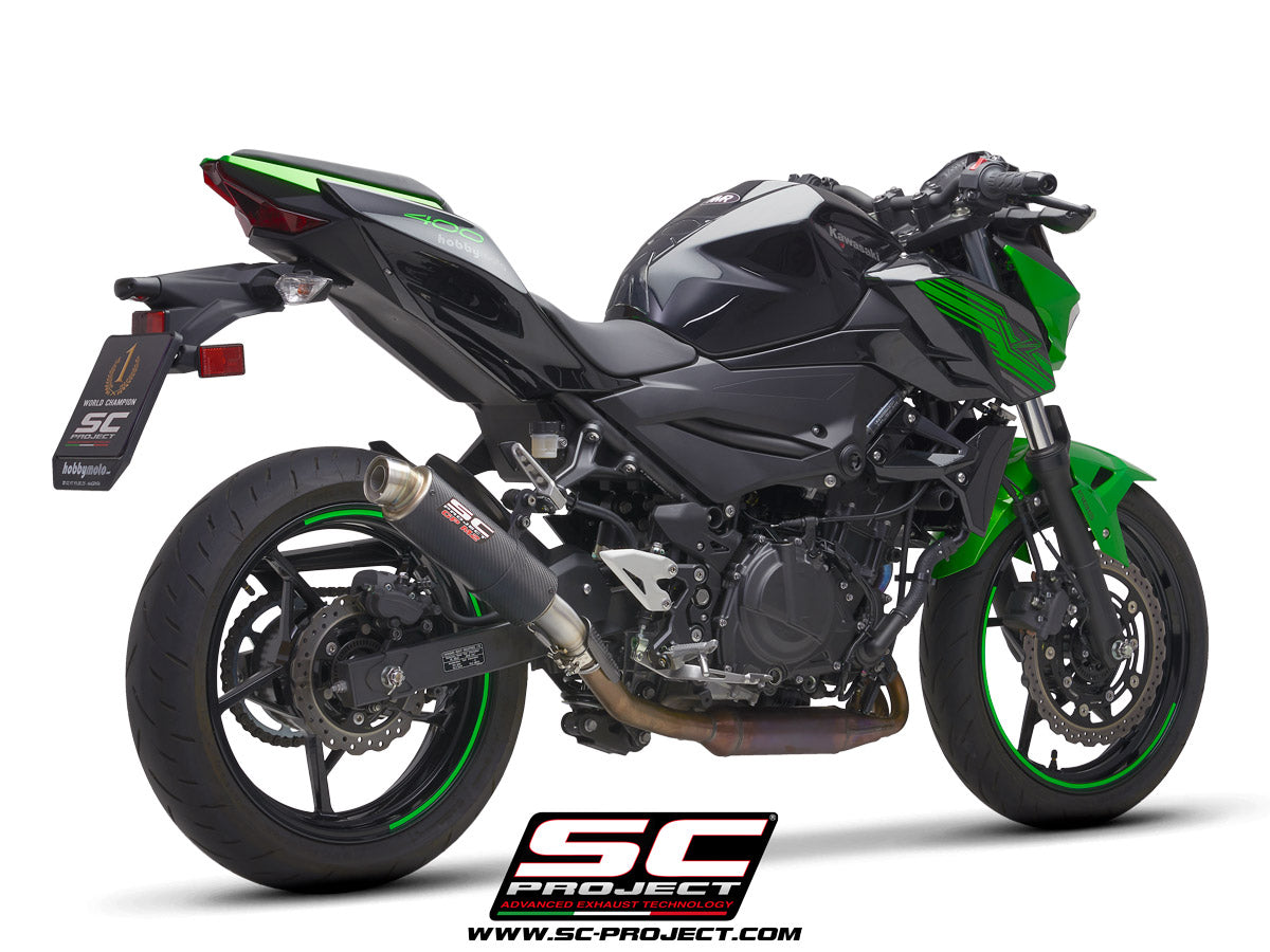 KAWASAKI Z 400 (2019 - 2020) GP-M2 Muffler, Carbon fibre, with CNC machined exit pipe