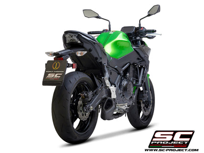 KAWASAKI Z 650 (2020) Full exhaust system 2-1, with SC1-R GT Muffler, matt black painted titanium, with carbon fiber end cap