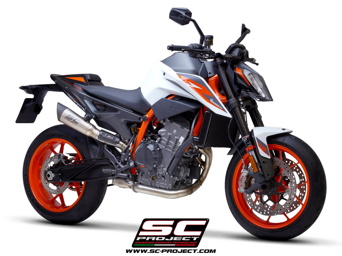 KTM 890 Duke (2020-2023) S1 Muffler, Titanium, with Carbon fibre end cap