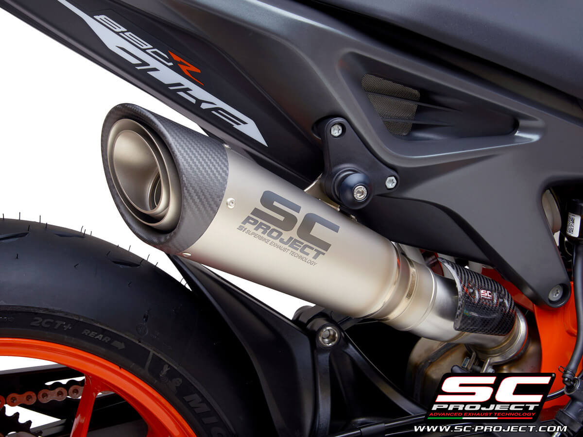 KTM 890 Duke (2020-2023) S1 Muffler, Titanium, with Carbon fibre end cap