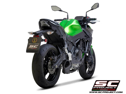KAWASAKI Z 650 (2021-2022) Full exhaust system 2-1, with SC1-R GT Muffler, matt black painted titanium, with carbon fiber end cap