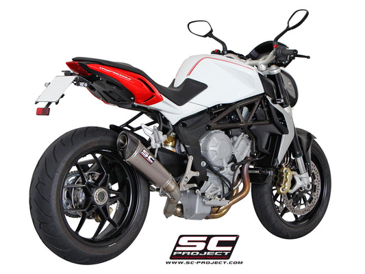 MV AGUSTA BRUTALE 675 (2011 - 2015) - 800 (2012 - 2015) conical Muffler, Titanium, with Carbon fibre end cap