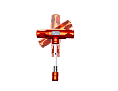 Red metal tool with a white background