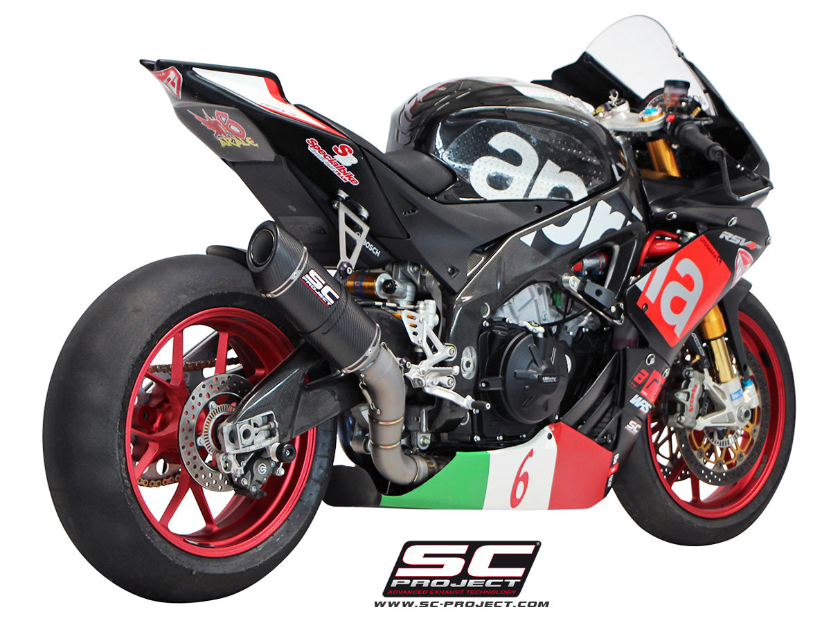 APRILIA RSV4 (2015 - 2016) - RF - RR Oval racing Muffler, matt Carbon fibre, with Carbon fibre end cap