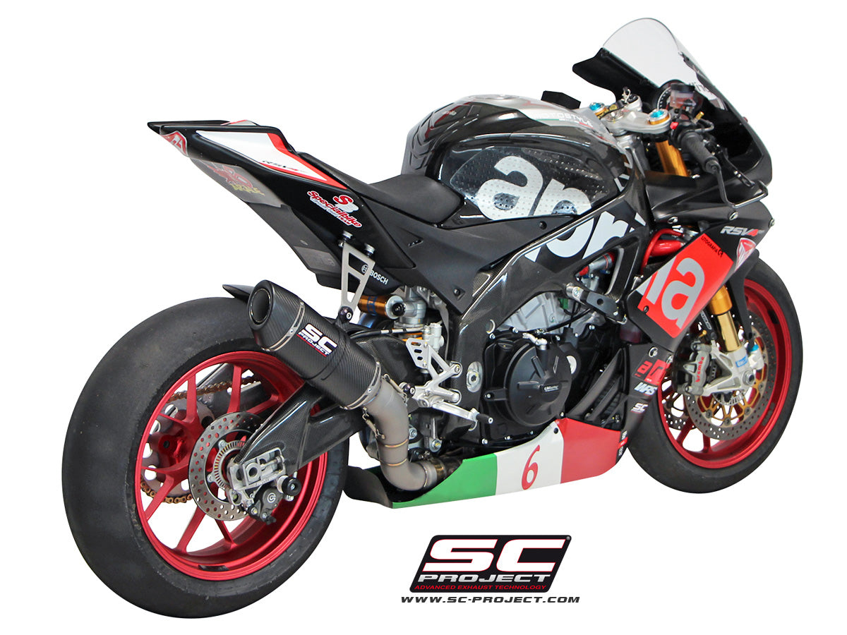 APRILIA RSV4 (2015 - 2016) - RF - RR Oval racing Muffler, matt Carbon fibre, with Carbon fibre end cap