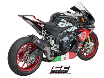 APRILIA RSV4 (2015 - 2016) - RF - RR Oval racing Muffler, matt Carbon fibre, with Carbon fibre end cap
