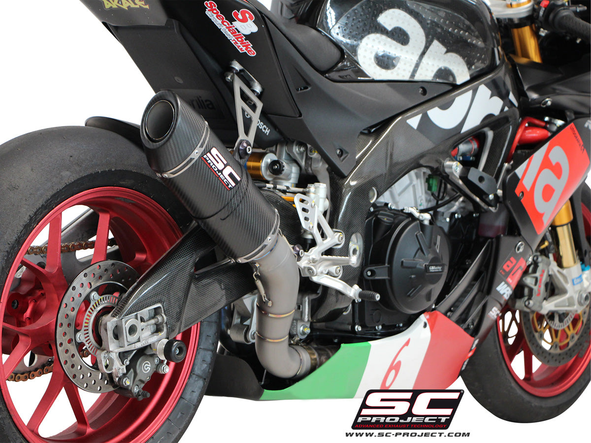 APRILIA RSV4 (2015 - 2016) - RF - RR Oval racing Muffler, matt Carbon fibre, with Carbon fibre end cap
