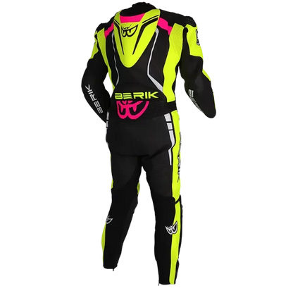 BERIK SICILY (BLACK / HI-VIZ /PINK) 1 PIECE LEATHER RACING SUIT