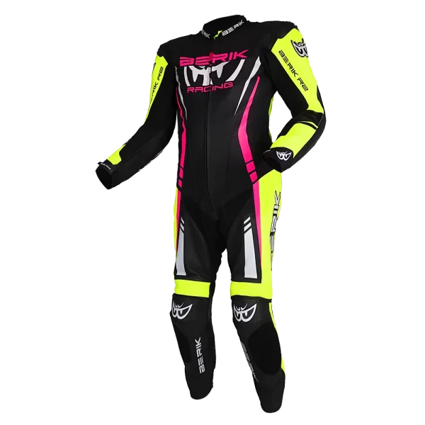 BERIK SICILY (BLACK / HI-VIZ /PINK) 1 PIECE LEATHER RACING SUIT