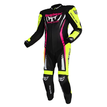 BERIK SICILY (BLACK / HI-VIZ /PINK) 1 PIECE LEATHER RACING SUIT
