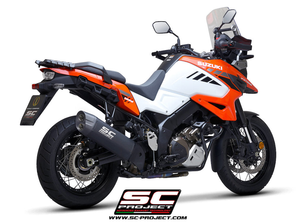 Suzuki V-STROM 1050 XT (2020 - 2025) Adventure Muffler, matt-black ceramic painting, with carbon fiber end cap