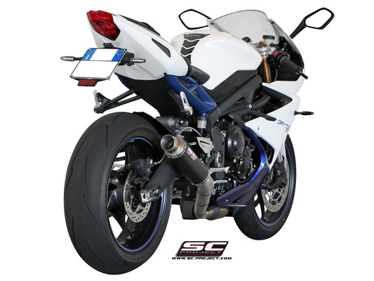 TRIUMPH DAYTONA 675 (2013 - 2016) GP-M2 Muffler, Carbon fibre, with CNC machined exit pipe