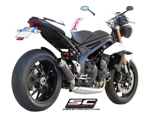 TRIUMPH SPEED TRIPLE 1050 (2011 - 2015) GP-M2 Muffler, low position, Carbon fibre, with CNC machined exit pipe