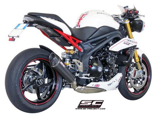 TRIUMPH SPEED TRIPLE 1050 (2011 - 2015) conical Muffler, low position, matt Carbon fibre, with Carbon fibre end cap