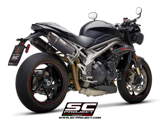TRIUMPH SPEED TRIPLE 1050 (2018 - 2020) - S - RS Pair of Oval Mufflers, Carbon fibre, with Carbon fibre end cap