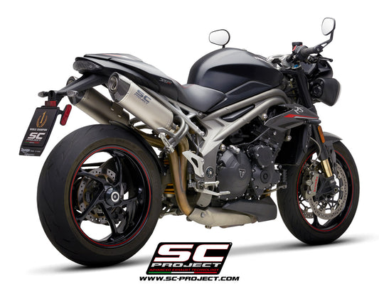 TRIUMPH SPEED TRIPLE 1050 (2018 - 2020) - S - RS Pair of Oval Mufflers, Titanium, with Carbon fibre end cap