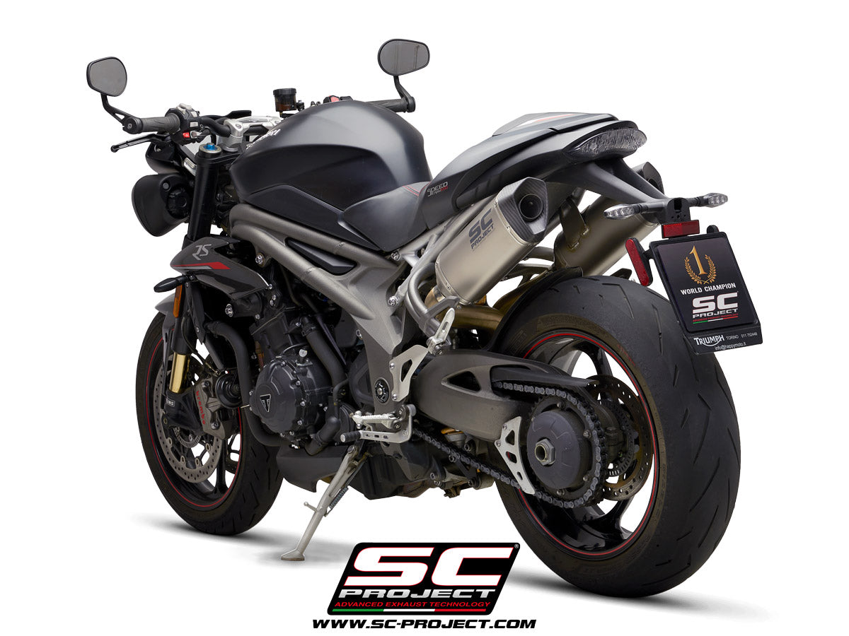 TRIUMPH SPEED TRIPLE 1050 (2018 - 2020) - S - RS Pair of SC1-M Mufflers, Titanium, with Carbon fibre end cap