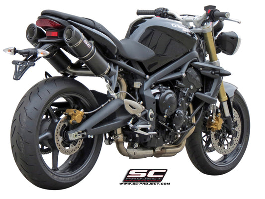 TRIUMPH STREET TRIPLE 675 (2007 - 2012) - R Pair of GP-TECH Mufflers, Carbon fibre