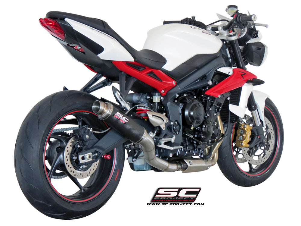 TRIUMPH STREET TRIPLE 675 (2013 - 2016) - R - RX GP-M2 Muffler, Carbon fibre, with CNC machined exit pipe