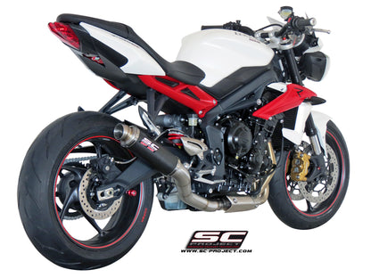 TRIUMPH STREET TRIPLE 675 (2013 - 2016) - R - RX GP-M2 Muffler, Carbon fibre, with CNC machined exit pipe