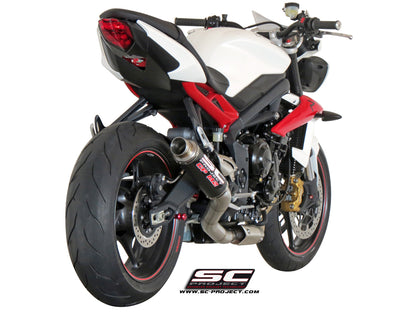 TRIUMPH STREET TRIPLE 675 (2013 - 2016) - R - RX GP-M2 Muffler, Carbon fibre, with CNC machined exit pipe