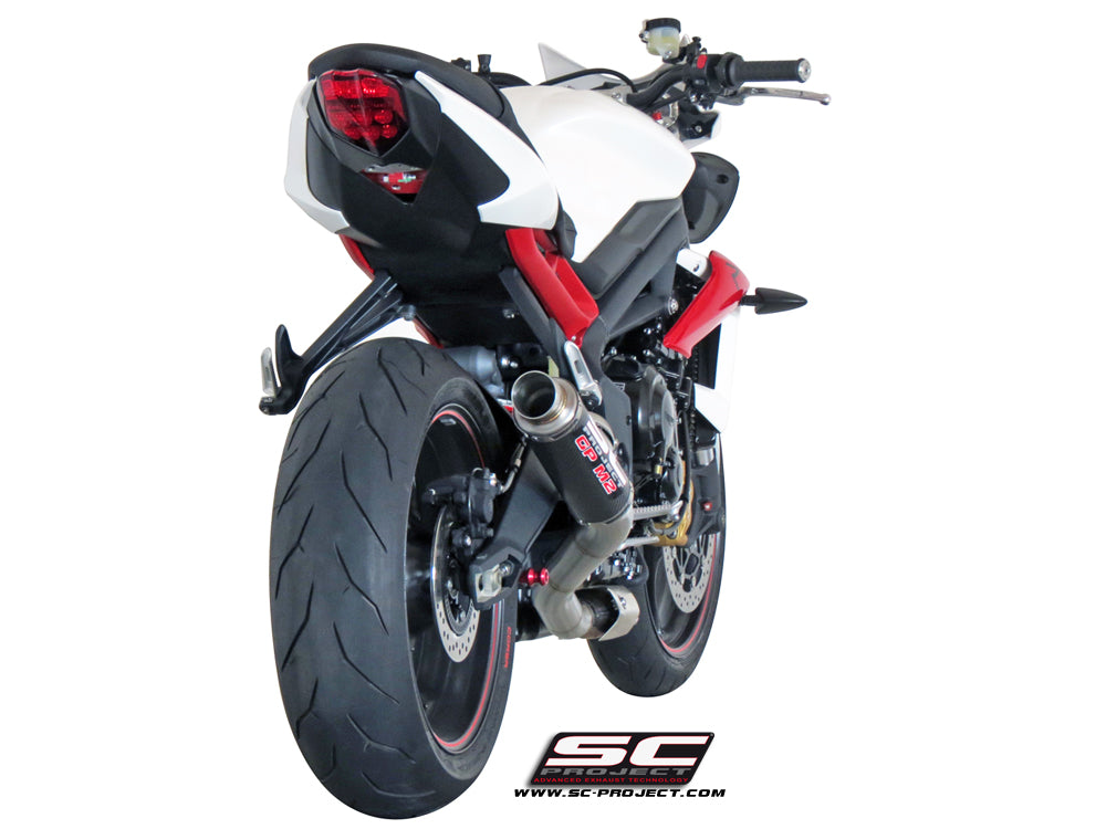 TRIUMPH STREET TRIPLE 675 (2013 - 2016) - R - RX GP-M2 Muffler, Carbon fibre, with CNC machined exit pipe
