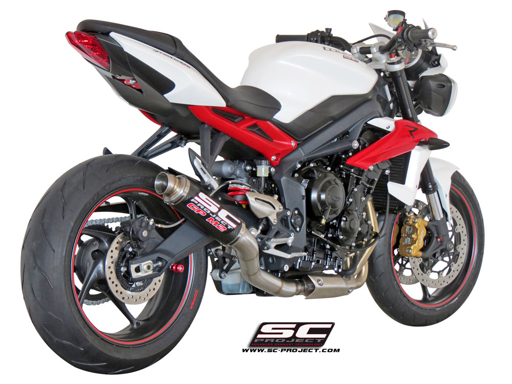 TRIUMPH STREET TRIPLE 675 (2013 - 2016) - R - RX GP-M2 Muffler, Carbon fibre, with CNC machined exit pipe