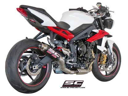 TRIUMPH STREET TRIPLE 675 (2013 - 2016) - R - RX GP-M2 Muffler, Carbon fibre, with CNC machined exit pipe