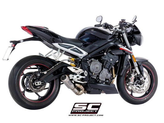 TRIUMPH STREET TRIPLE 765 (2017 - 2019) - S - R - RS CR-T Muffler, Titanium, with s-shaped connection with welded sector curves