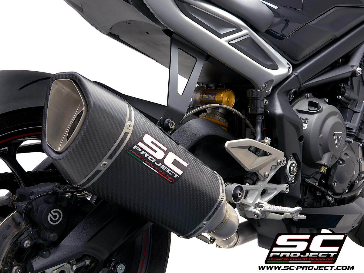 TRIUMPH STREET TRIPLE 765 S - R - RS (2020-2022) Full Exhaust System 3-1 with SC1-R Muffler, high position
