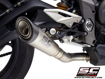 TRIUMPH STREET TRIPLE S 660 - A2 (2020-2022) S1 Muffler, Titanium, with Carbon fibre end cap