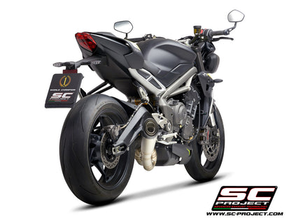 TRIUMPH STREET TRIPLE S 660 - A2 (2020-2022) S1 Muffler, Titanium, with s-shaped connection with welded sector curves