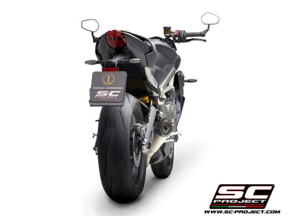 TRIUMPH STREET TRIPLE S 660 - A2 (2020-2022) S1 Muffler, Titanium, with s-shaped connection with welded sector curves