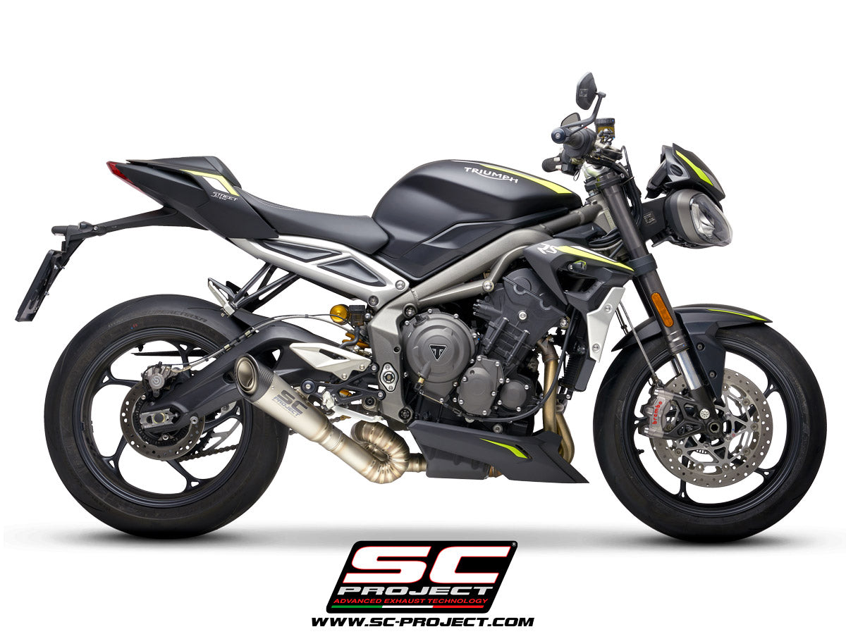TRIUMPH STREET TRIPLE S 660 - A2 (2020-2022) S1 Muffler, Titanium, with s-shaped connection with welded sector curves