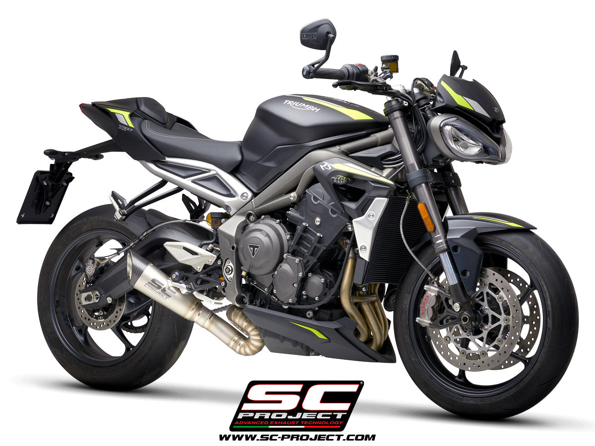 TRIUMPH STREET TRIPLE S 660 - A2 (2020-2022) S1 Muffler, Titanium, with s-shaped connection with welded sector curves