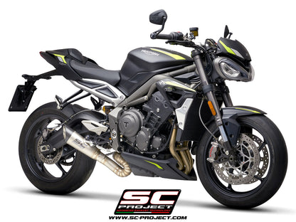 TRIUMPH STREET TRIPLE S 660 - A2 (2020-2022) S1 Muffler, Titanium, with s-shaped connection with welded sector curves