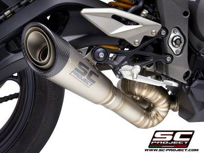 TRIUMPH STREET TRIPLE S 660 - A2 (2020-2022) S1 Muffler, Titanium, with s-shaped connection with welded sector curves