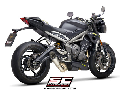 TRIUMPH STREET TRIPLE S 660 - A2 (2020-2022) S1 Muffler, Titanium, with s-shaped connection with welded sector curves