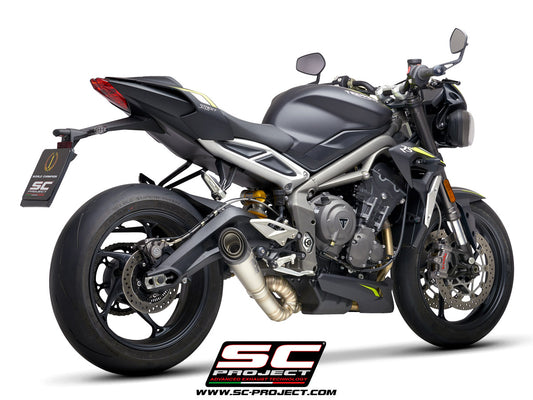 TRIUMPH STREET TRIPLE S 660 - A2 (2020-2022) S1 Muffler, Titanium, with s-shaped connection with welded sector curves