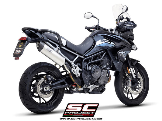 TRIUMPH TIGER 850 (2021-2024) Oval Muffler, with Carbon fiber end cap